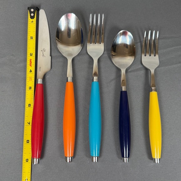 Fiesta Multicolor 5 Piece Dining Flatware SetRetro Colorful - Picture 3 of 4